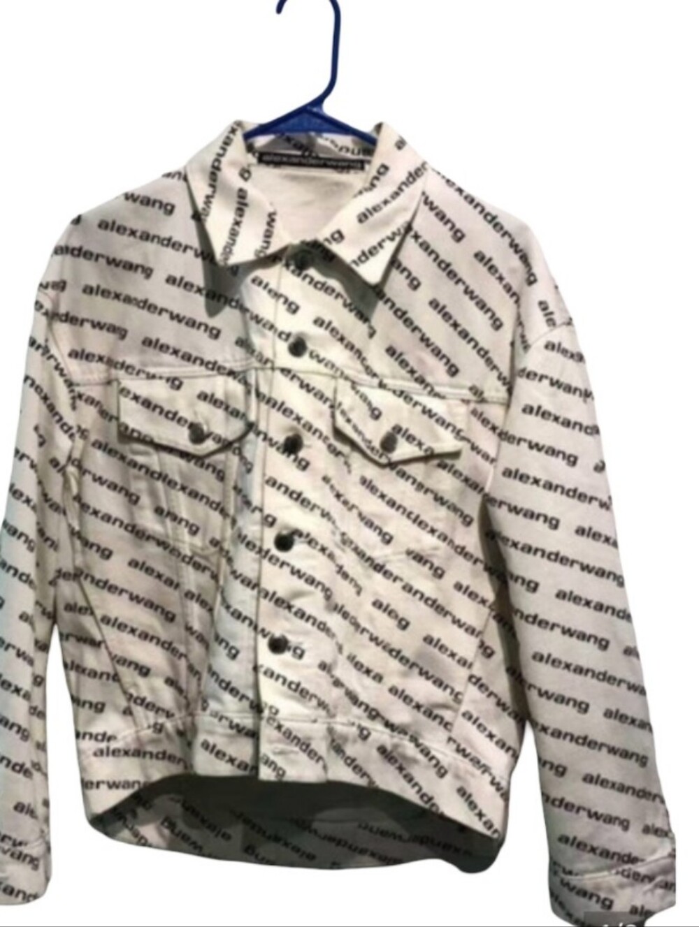 Alexander Wang Logo-Print Jean Jacket Classic Luxury Designer White Black Coat S